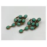 Pair of 925 Turquoise Clip-On Earrings with Gold Tone Setting