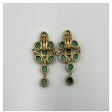 Pair of 925 Turquoise Clip-On Earrings with Gold Tone Setting