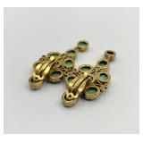 Pair of 925 Turquoise Clip-On Earrings with Gold Tone Setting