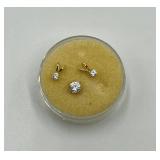 14k Gold Stud Earring and Two Small Diamond Pendants