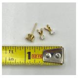 14k Gold Stud Earring and Two Small Diamond Pendants