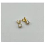 14k Gold Stud Earring and Two Small Diamond Pendants