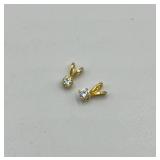 14k Gold Stud Earring and Two Small Diamond Pendants