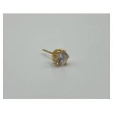 14k Gold Stud Earring and Two Small Diamond Pendants