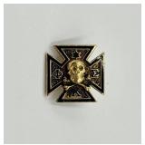 Phi Kappa Sigma Skull and Crossbones Fraternity Pin Badge