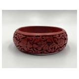Carved Cinnabar Bangle Bracelet
