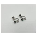 14k Screw-On Earrings with Green and Clear Stones