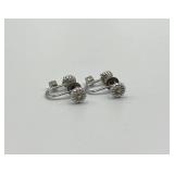 14k Screw-On Earrings with Green and Clear Stones