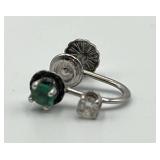 14k Screw-On Earrings with Green and Clear Stones