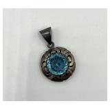 Sterling Silver 925 Blue Topaz Pendant