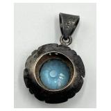 Sterling Silver 925 Blue Topaz Pendant