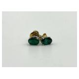 14k Gold Emerald Stud Earrings