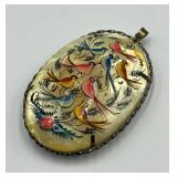 Hand Painted Double-Sided Mother of Pearl Pendant