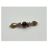 Victorian Bar Brooch with Central Purple Stone