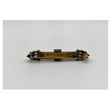 Victorian Etruscan Revival Bar Brooch with Turquoise Accent