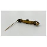 Victorian Etruscan Revival Bar Brooch with Turquoise Accent