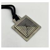 Gastineau Studio Hand Crafted Square Pewter Pendant Necklace
