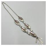 Sterling Silver Navajo Pink Mother of Pearl Squash Blossom Necklace