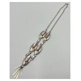 Sterling Silver Navajo Pink Mother of Pearl Squash Blossom Necklace