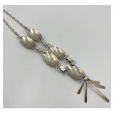 Sterling Silver Navajo Pink Mother of Pearl Squash Blossom Necklace