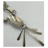 Sterling Silver Navajo Pink Mother of Pearl Squash Blossom Necklace