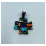 Sterling Silver Mosaic Cross Pendant