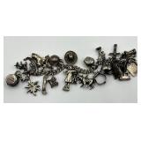 Sterling Silver Charm Bracelet with Western and Themed Charms
