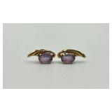 Pair of 14k Gold Amethyst Stud Earrings