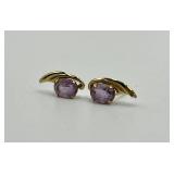 Pair of 14k Gold Amethyst Stud Earrings