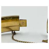 Gold Toned Hinged Bangle Bracelet with Floral Engraving