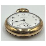 Vintage Waltham Gold Pocket Watch 15 Jewel with Engraved Case