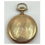 Vintage Waltham Gold Pocket Watch 15 Jewel with Engraved Case
