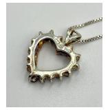 925 Sterling Silver Multi Gemstone Heart Pendant Necklace