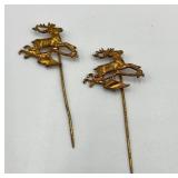 Set of 3 Vintage Stick Pins - 2 John Deere & 1 J.I. Case Threshing Machine Co.
