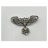 Star Brand Silver Tone Pearl and Rhinestone Brooch Pin
