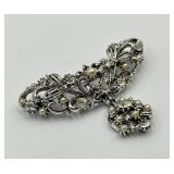 Star Brand Silver Tone Pearl and Rhinestone Brooch Pin