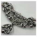 Star Brand Silver Tone Pearl and Rhinestone Brooch Pin