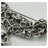 Star Brand Silver Tone Pearl and Rhinestone Brooch Pin