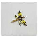 Enamel Dragonfly Brooch Pin with Moveable Wings