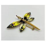 Enamel Dragonfly Brooch Pin with Moveable Wings