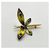 Enamel Dragonfly Brooch Pin with Moveable Wings