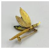 Enamel Dragonfly Brooch Pin with Moveable Wings