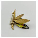 Enamel Dragonfly Brooch Pin with Moveable Wings