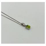 Tiffany & Co. 14K Peridot Pendant Necklace with 925 Silver Chain