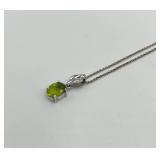 Tiffany & Co. 14K Peridot Pendant Necklace with 925 Silver Chain