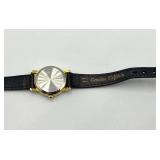Vintage Gucci Quartz Watch with Black Dial and Calfskin Strap