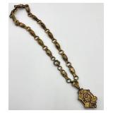 Victorian Book Chain Necklace with Ornate Locket Pendant