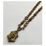 Victorian Book Chain Necklace with Ornate Locket Pendant