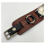 A. F. Moeller Jeweler Resista Watch with Leather Cuff Band