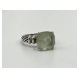 Sterling Silver Prasiolite Stone Ring Size 10